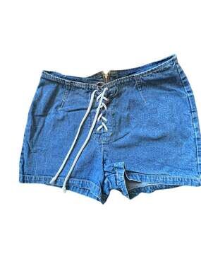 Vintage 90s Lace Up Front Denim Shorts Made in USA